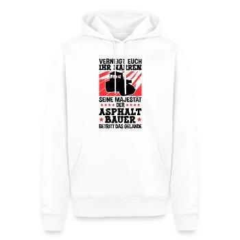 Seine Majestät der Asphaltbauer Straßenbauer - Männer Premium Bio Hoodie - Weiß - Vorne - Nico (187cm)