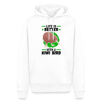 La vie est meilleure avec un oiseau kiwi - Sweat à capuche Premium bio Homme - blanc - Devant - Nico (187cm)