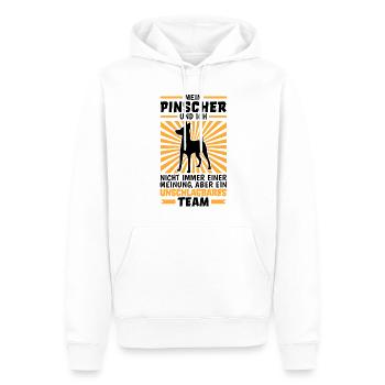 Zwergpinscher und ich sind unschlagbar Pinscher - Männer Premium Bio Hoodie - Weiß - Vorne - Nico (187cm)