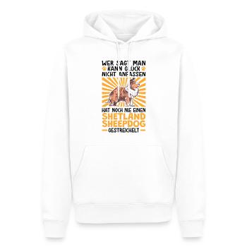Einen Shetland Sheepdog streicheln Sheltie - Männer Premium Bio Hoodie - Weiß - Vorne - Nico (187cm)
