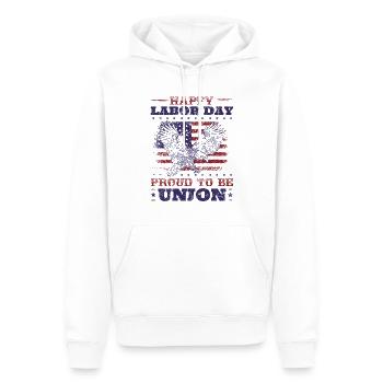 Happy Labor Day - Proud to be Union für Patriot - Männer Premium Bio Hoodie - Weiß - Vorne - Nico (187cm)