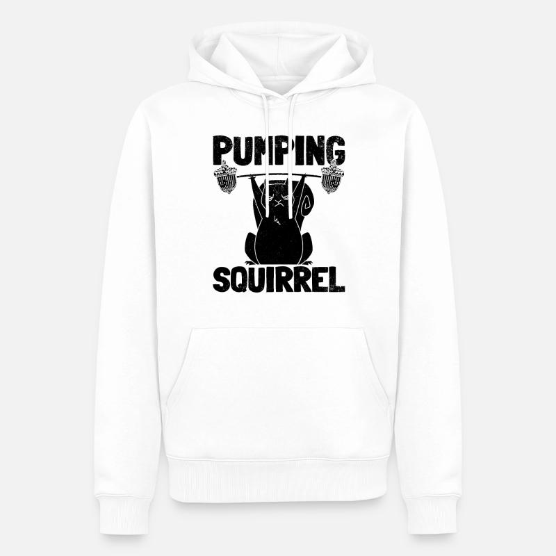 Eichhörnchen Powerlifting Eichhörnchen - Männer Premium Bio Hoodie - Weiß