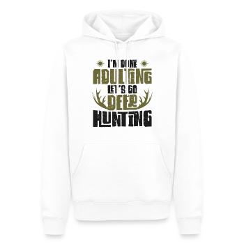 Chasseur de cerfs Buck J’ai terminé - Sweat à capuche Premium bio Homme - blanc - Devant - Nico (187cm)