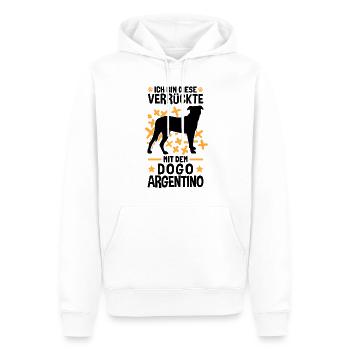 Verrückte mit Dogo Argentino Argentinien Dogge - Männer Premium Bio Hoodie - Weiß - Vorne - Nico (187cm)