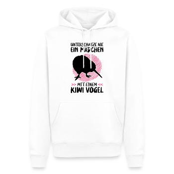 Mädchen mit Kiwi Vogel Schnepfenstrauß - Männer Premium Bio Hoodie - Weiß - Vorne - Nico (187cm)