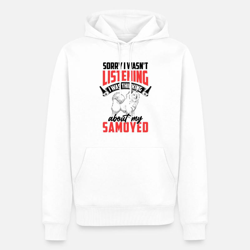 Samojede war abgelenkt Samojedenspitz - Männer Premium Bio Hoodie - Weiß