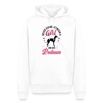 Les filles et leur Podenco espagnol Podenco - Sweat à capuche Premium bio Homme - blanc - Devant - Nico (187cm)