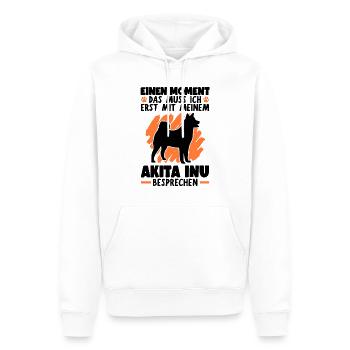 Mit meinem Akita Inu besprechen japanischer Spitz - Männer Premium Bio Hoodie - Weiß - Vorne - Nico (187cm)