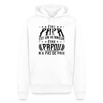 Être Papou N'a Pas De Sans Prix - Sweat à capuche Premium bio Homme - blanc - Devant - Nico (187cm)