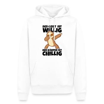 Dabbendes Faultier Spruch für Faulenzer - Männer Premium Bio Hoodie - Weiß - Vorne - Nico (187cm)