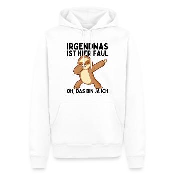 Dabbendes Faultier Spruch für Faulenzer - Männer Premium Bio Hoodie - Weiß - Vorne - Nico (187cm)