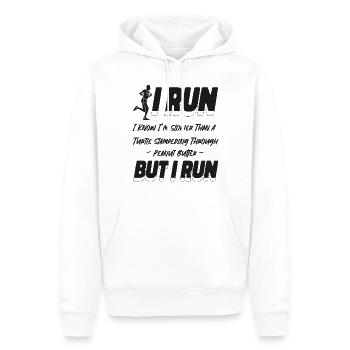 Running Runner Semi-Marathon I Run - Sweat à capuche Premium bio Homme - blanc - Devant - Nico (187cm)