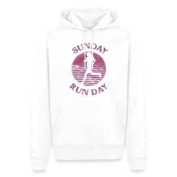 Running Runner Semi-Marathon Rétro - Sweat à capuche Premium bio Homme - blanc - Devant - Nico (187cm)