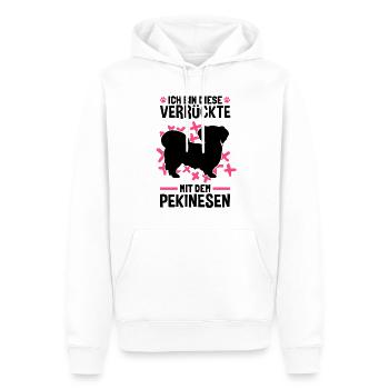 Verrückte mit Pekinese Peking-Palasthund - Männer Premium Bio Hoodie - Weiß - Vorne - Nico (187cm)