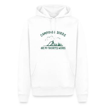 Camping & Oiseaux Sont Mes Mots Préférés Ornithologue - Sweat à capuche Premium bio Homme - blanc - Devant - Nico (187cm)