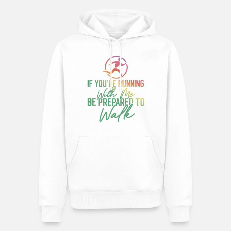 Running Runner Semi-Marathon Lent - Sweat à capuche Premium bio Homme - blanc