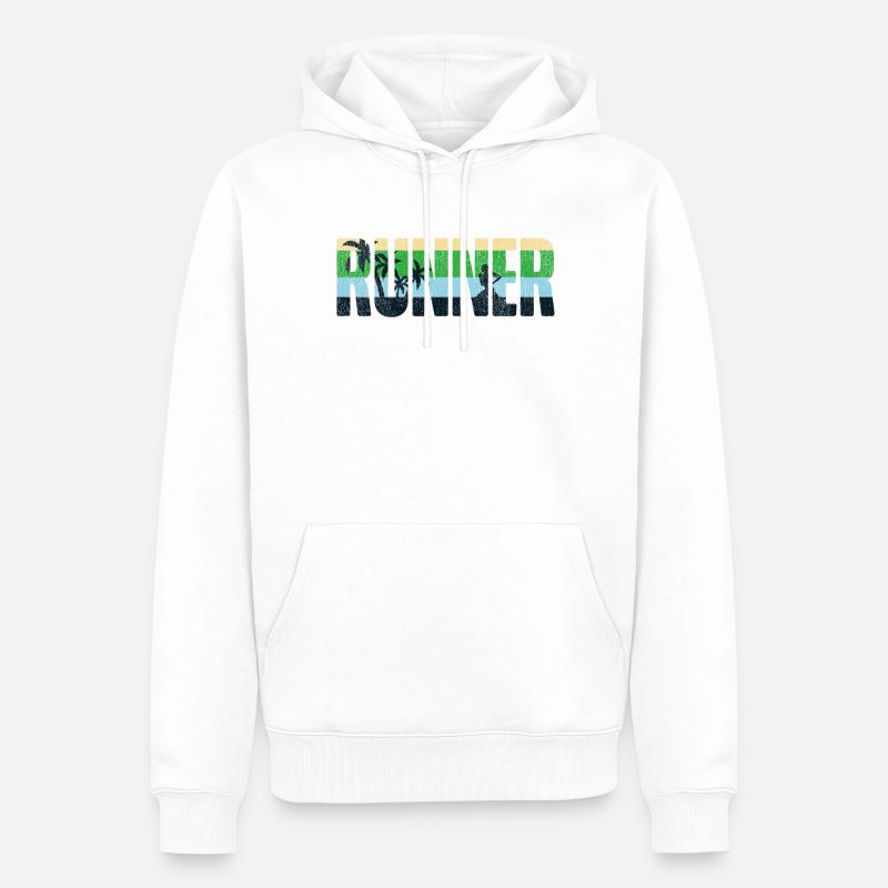 Running Runner Semi-Marathon Rétro - Sweat à capuche Premium bio Homme - blanc