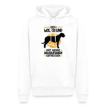 Irischer Wolfshund hat Hausaufgaben gefressen - Männer Premium Bio Hoodie - Weiß - Vorne - Nico (187cm)