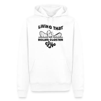 Montagnes russes Vivre ce rouleau - Sweat à capuche Premium bio Homme - blanc - Devant - Nico (187cm)