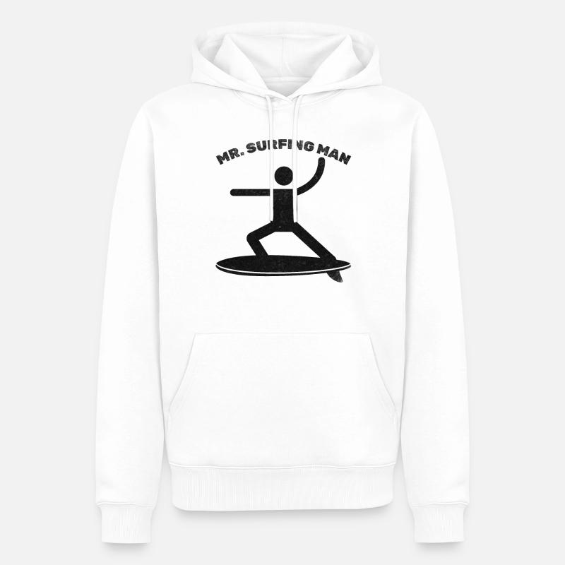 Surfeur Mr. Surfing Man - Sweat à capuche Premium bio Homme - blanc
