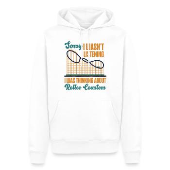 Roller Coaster Sorry I Wasn't - Männer Premium Bio Hoodie - Weiß - Vorne - Nico (187cm)