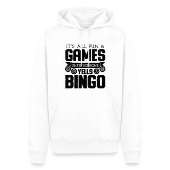 Bingo Yells Bingo Fan Fun Bingo - Sweat à capuche Premium bio Homme - blanc - Devant - Nico (187cm)