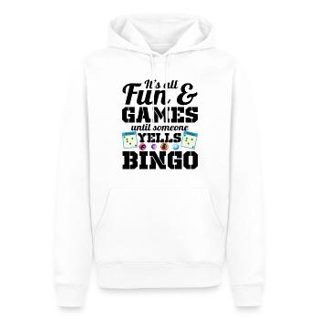 Bingo Yells Bingo Fan Fun Bingo - Sweat à capuche Premium bio Homme - blanc - Devant - Nico (187cm)