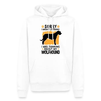 Ich habe an meinen Irischer Wolfshund gedacht - Männer Premium Bio Hoodie - Weiß - Vorne - Nico (187cm)