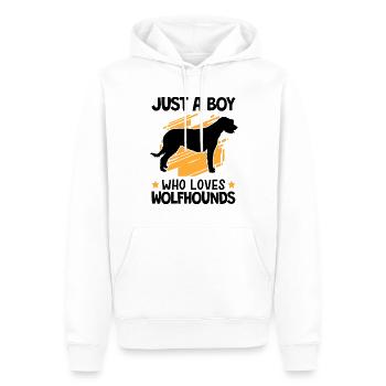 Junge der Irischer Wolfshund liebt Wolfhound - Männer Premium Bio Hoodie - Weiß - Vorne - Nico (187cm)