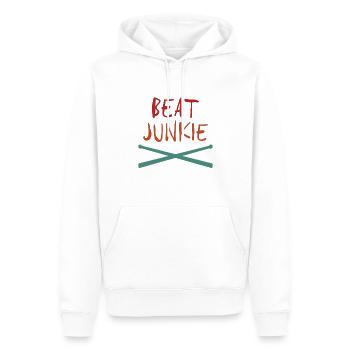 Beat Junkie Drumsticks Cool Drummer Gift idea - Men’s Premium Organic Hoodie - white - Front - Nico (187cm)