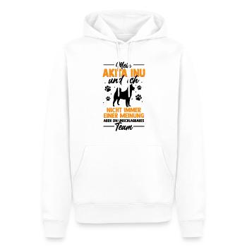 Akita Inu und Ich sind ein unschlagbares Team - Männer Premium Bio Hoodie - Weiß - Vorne - Nico (187cm)