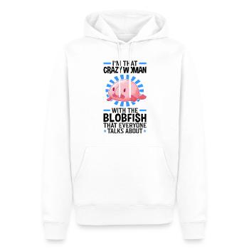 Verrückte Frau mit dem Blobfisch - Männer Premium Bio Hoodie - Weiß - Vorne - Nico (187cm)