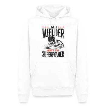 Soudage Soudeur Vintage Je suis A - Sweat à capuche Premium bio Homme - blanc - Devant - Nico (187cm)