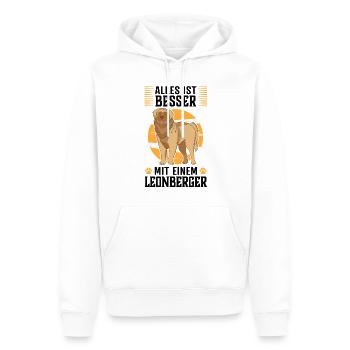 Alles ist besser mit einem Leonberger Hund - Männer Premium Bio Hoodie - Weiß - Vorne - Nico (187cm)