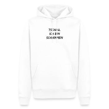 Schwimmen - Tschau ich bin schwimmen - Männer Premium Bio Hoodie - Weiß - Vorne - Nico (187cm)