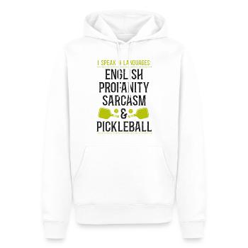 Pickleball I Speak 4 Languages - Men’s Premium Organic Hoodie - white - Front - Nico (187cm)