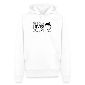 This guy loves dolphins - Men’s Premium Organic Hoodie - white - Front - Nico (187cm)