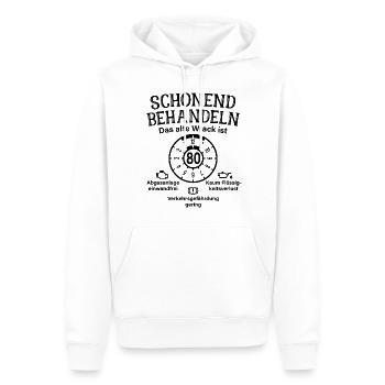 Schonend Behandeln 80. Geburtstag Altes Wrack 80 - Männer Premium Bio Hoodie - Weiß - Vorne - Nico (187cm)