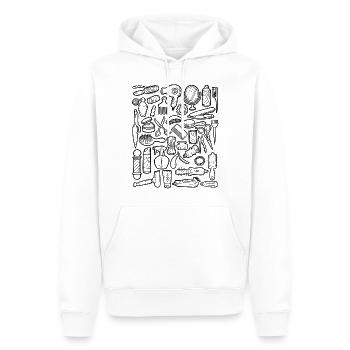 Coiffeur & Barbier Doodles - Sweat à capuche Premium bio Homme - blanc - Devant - Nico (187cm)