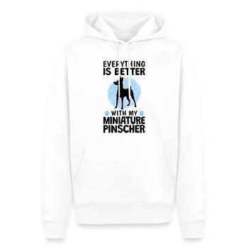 Tout est mieux avec Zwergpinscher Pinscher - Sweat à capuche Premium bio Homme - blanc - Devant - Nico (187cm)