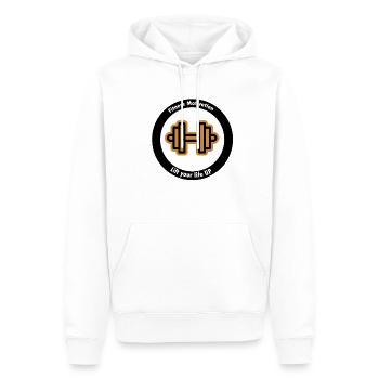 Fitness Motivation Haltère - Sweat à capuche Premium bio Homme - blanc - Devant - Nico (187cm)