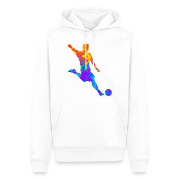 Fußball Fußballer Fußballverein Silhouette - Männer Premium Bio Hoodie - Weiß - Vorne - Nico (187cm)