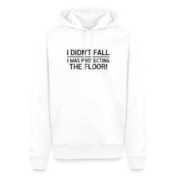 Je ne suis pas tombé, je protégeais le sol - Sweat à capuche Premium bio Homme - blanc - Devant - Nico (187cm)