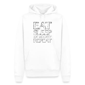 Manger du hockey sur glace pour dormir - Sweat à capuche Premium bio Homme - blanc - Devant - Nico (187cm)