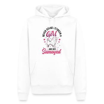 Les filles et leur Samoyède Samoyed Spitz - Sweat à capuche Premium bio Homme - blanc - Devant - Nico (187cm)
