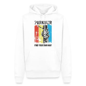 Parkour Free Running Traceur - Sweat à capuche Premium bio Homme - blanc - Devant - Nico (187cm)