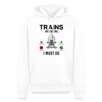 Conducteur de train à vapeur Trainspotting - Sweat à capuche Premium bio Homme - blanc - Devant - Nico (187cm)