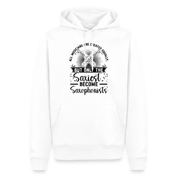 Saxophoniste Saxophoniste Saxophoniste - Sweat à capuche Premium bio Homme - blanc - Devant - Nico (187cm)