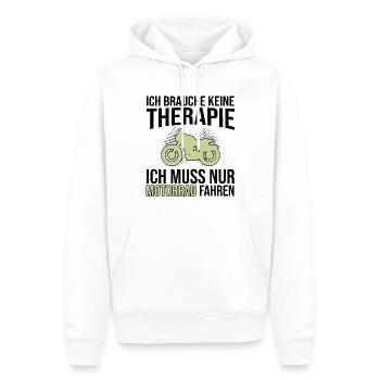 Motorrad Therapie Spruch - Männer Premium Bio Hoodie - Weiß - Vorne - Nico (187cm)