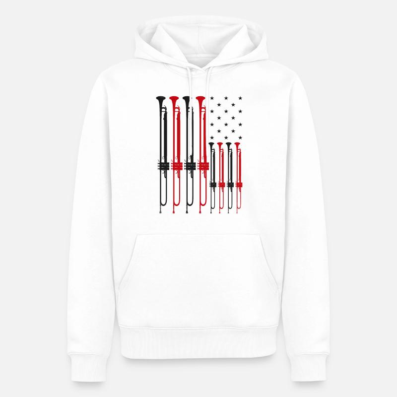 Trompettiste Drapeau américain - Sweat à capuche Premium bio Homme - blanc